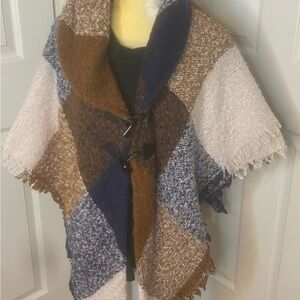 Sonoma Women's Cape in Brown, Blue, and Cream